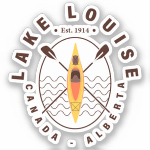 Adesivo Lago Louise Canada Alberta Kayaking Retro Souvenir