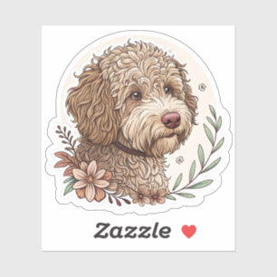 Adesivo Lagotto Romagnolo Cachorro de Aquarela Fofo com