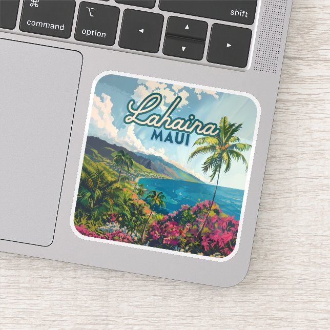 Adesivo Lahaina Maui Hawaii - Retro Costeiro de Praia (Detalhe)
