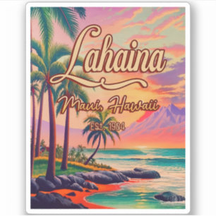 Adesivo Lahaina Maui Hawaii Retro Sunset Souvenir 1950