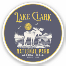 Adesivo Lake Clark National Park Retro Woodland Scene