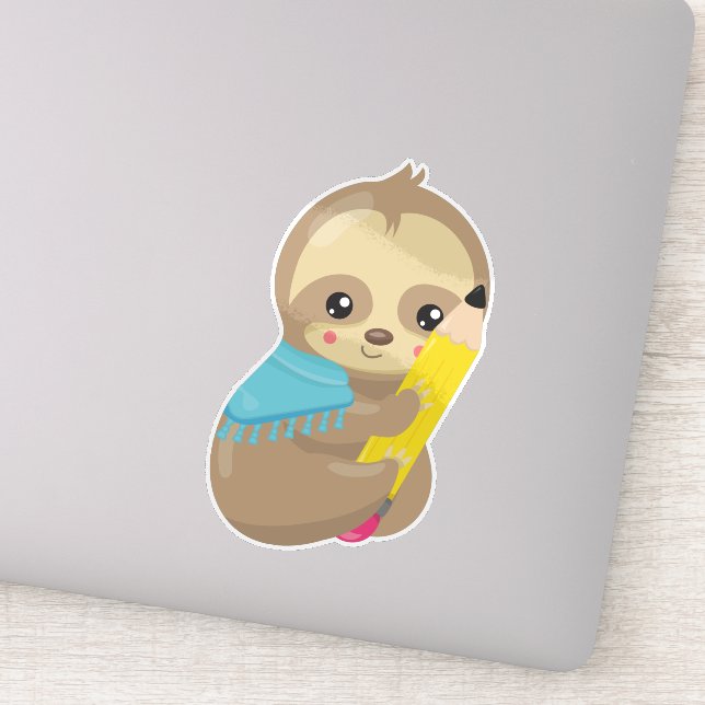 Adesivo Lama escolar, Lama branca, Lama de bebê, Caneta, L (Detalhe)