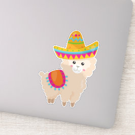 Adesivo Lama mexicano, Cute Llama, Cute Alpaca, Sombrero
