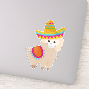 Adesivo Lama mexicano, Cute Llama, Cute Alpaca, Sombrero