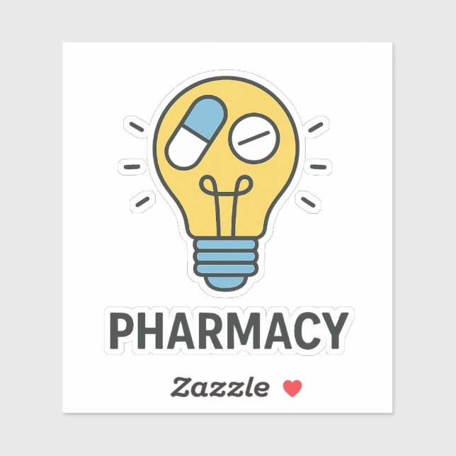 Adesivo lâmpada com duas pílulas médicas dentro (Folha)