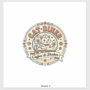Adesivo Lanche de Gato Lanche de Gato Restaurante Retro Ga