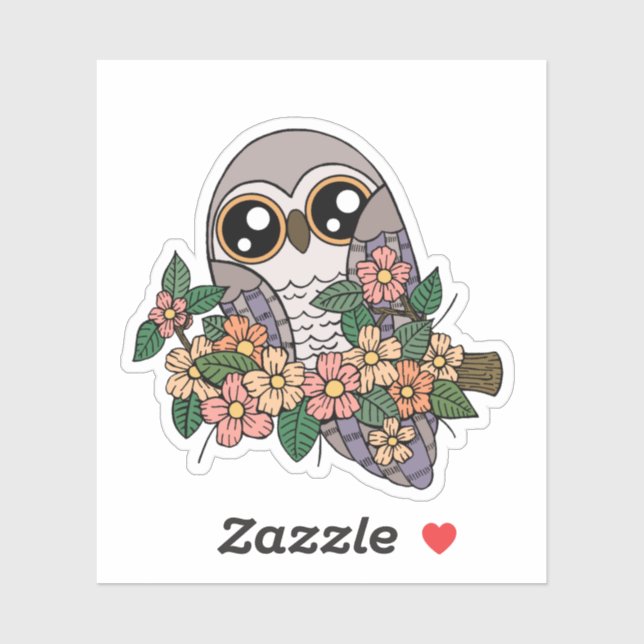 Adesivo Laptop de Coruja Roxa (Folha)