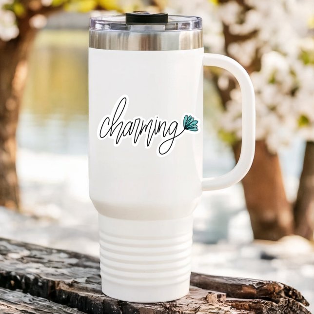 Adesivo Laptop de Flor de Palavras Encharcado | Autocolant (Charming Affirmation Vinyl Sticker by PiggyPrint Stickers.)