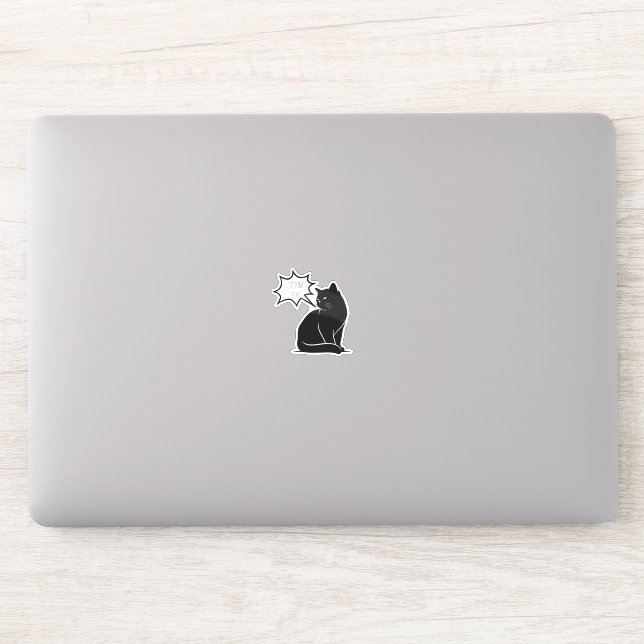 Adesivo Laptop de Gato Preto Personalizado (Computador)