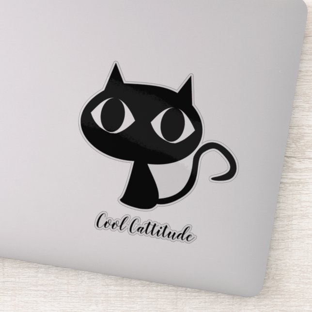Adesivo Laptop de Gato Preto Simples e Bonito (Detalhe)