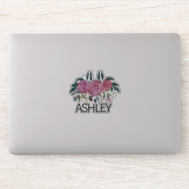 Adesivo Laptop de Nome Floral Personalizado