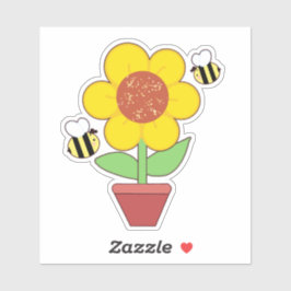 Adesivo Laranja Brilhante E Girassol Amarelo