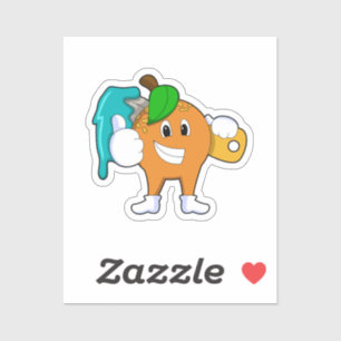 Adesivo Laranja como Pincel com Pincel de Tinta