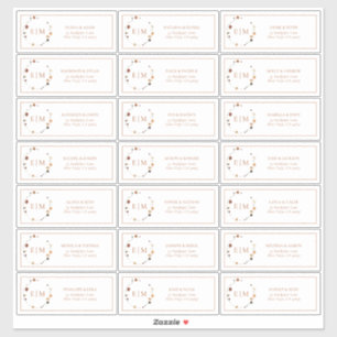 Adesivo Laranja Queimada Pó Floral Monograma Endereço Conv