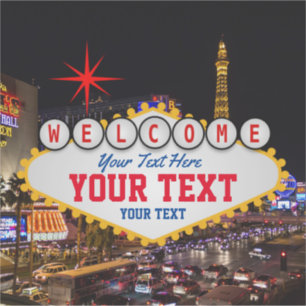 Adesivo Las Vegas à noite - Bem-vindo Assine seu texto