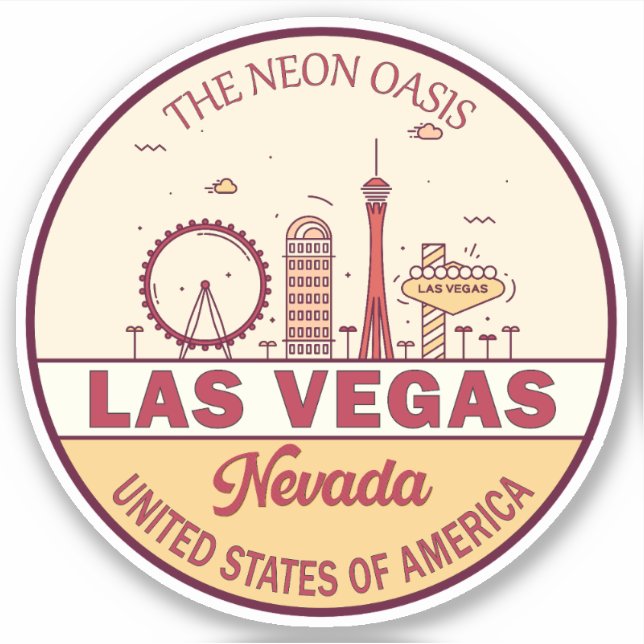 Adesivo Las Vegas Nevada City Skyline Emblem (Frente)