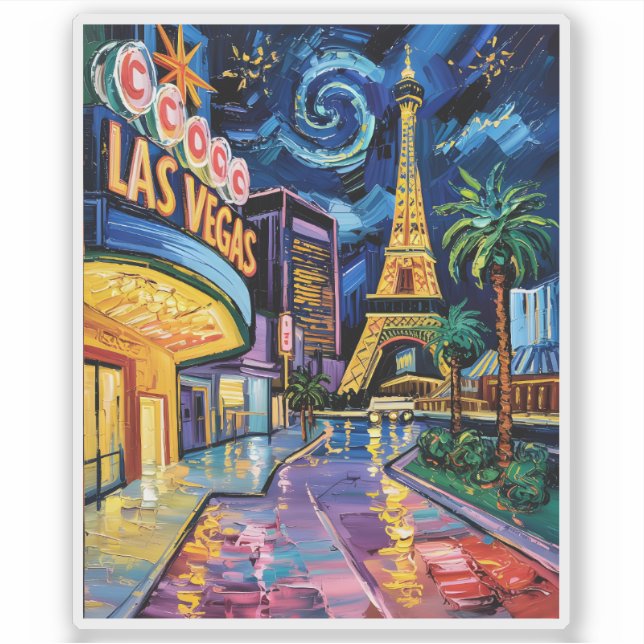 Adesivo Las Vegas Travel Van Gogh Style Casino Night City  (Frente)