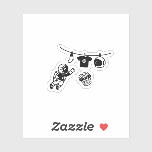 Adesivo “Laundry Day in Space Minimal Cosmic Humor Design" (Folha)