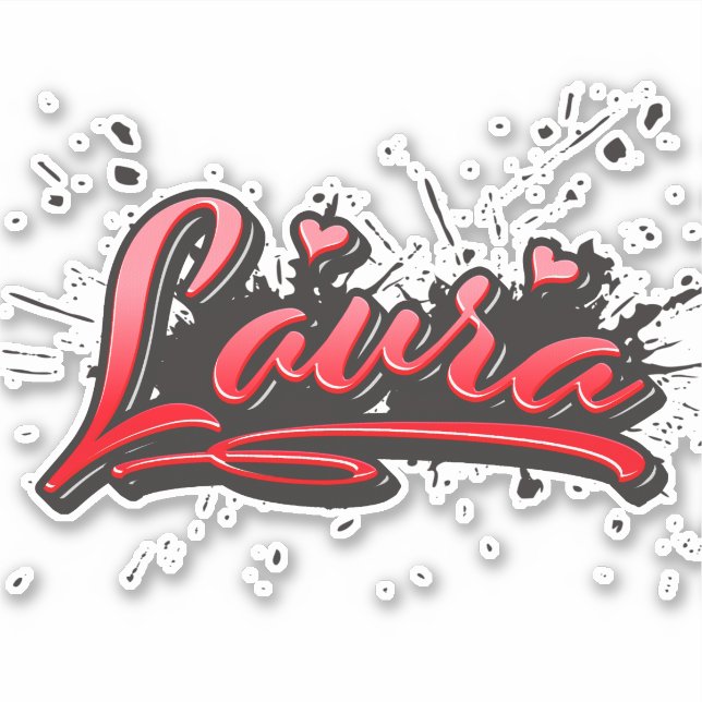 Adesivo Laura red Heart Graffiti Aufkleber Sticker (Frente)