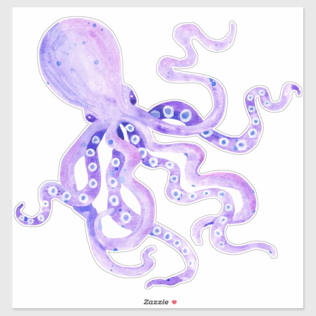 Adesivo Lavanda Pintada de Octopus Beach Ocean Decor (Folha)