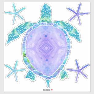 Adesivo Lavanda Sea Turtle no Starfish Beach Ocean Decor