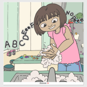 Adesivo Lave as mãos