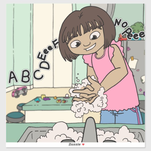 Adesivo Lave as mãos (Folha)