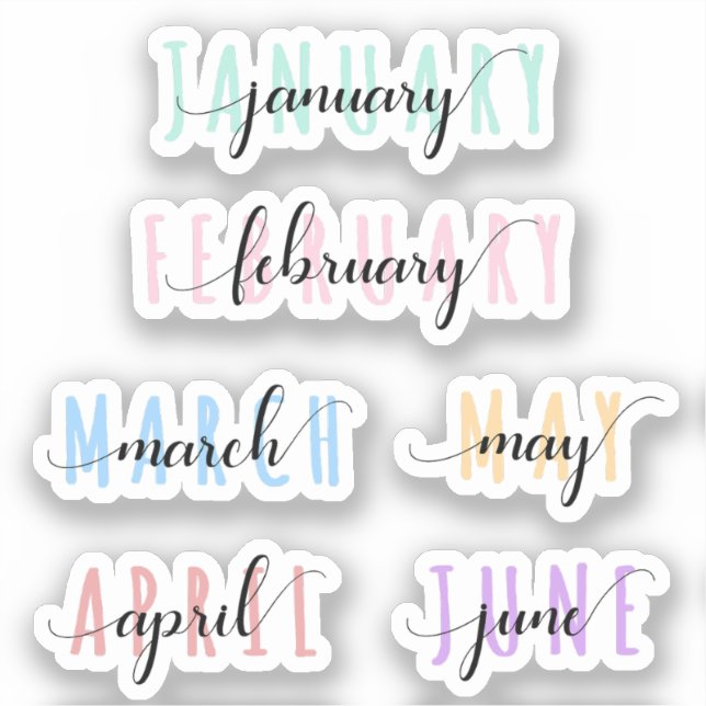 Adesivo Layered Month Name Headers 1st Half (Jan to June) (Frente)