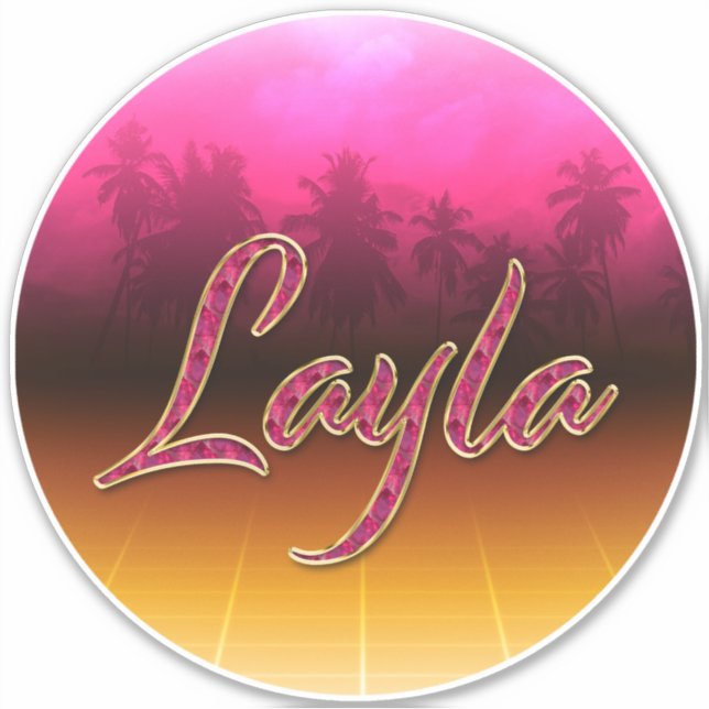 Adesivo Layla Vorname Name golden pink Aufkleber Sticker (Frente)