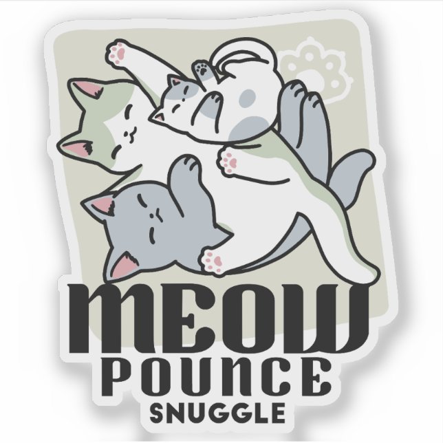 Adesivo Lazer - Design de Gatos Preguiçosos (Frente)