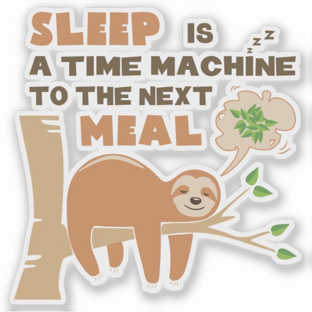 Adesivo Lazybone Sloth que adora comer e deliciosa comida (Frente)
