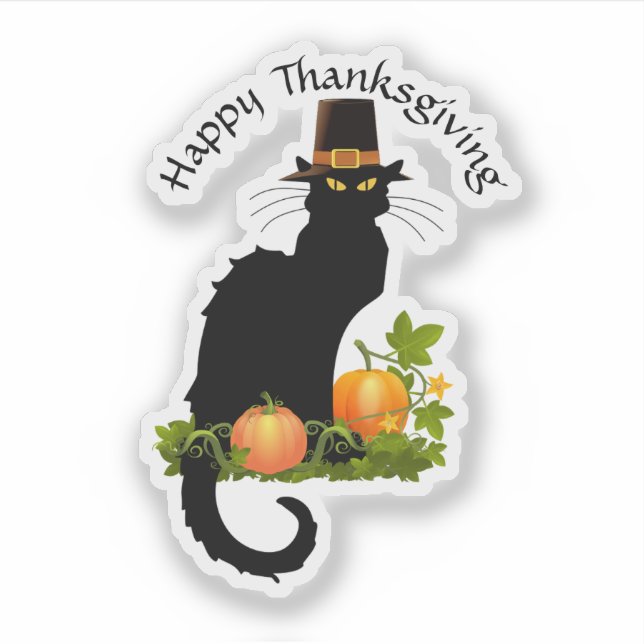 Adesivo Le Chat Noir Thanksgiving and Pilgrim Turkey (Frente)