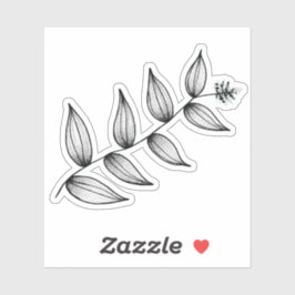 Adesivo Leafy Plant | Botânica | Vinheta de pluma de Salom