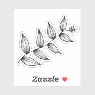 Adesivo Leafy Plant | Botânica | Vinheta de pluma de Salom