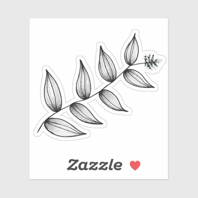 Adesivo Leafy Plant | Botânica | Vinheta de pluma de Salom (Folha)