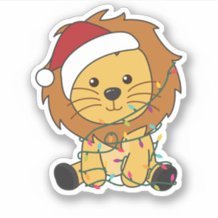 Adesivo Leão de Natal Neve Animais de inverno Leões