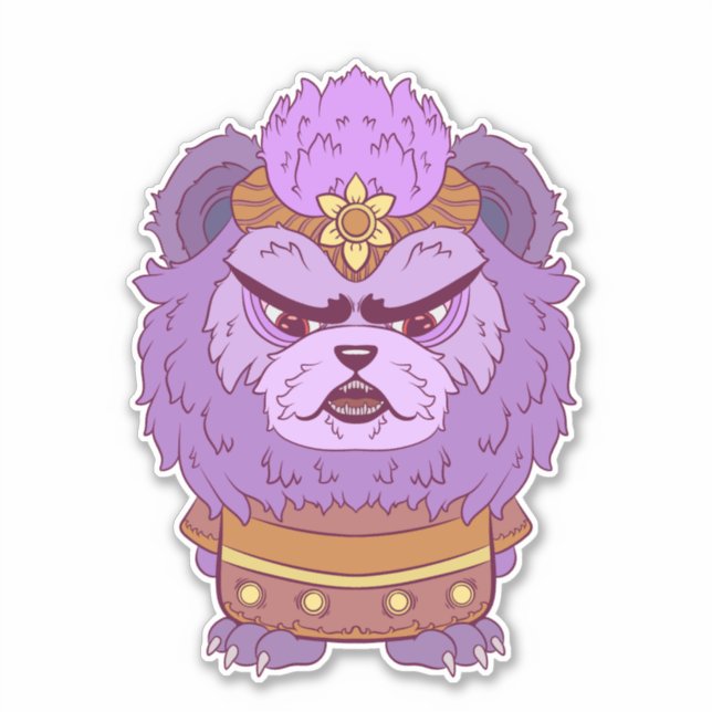 Adesivo Leão Roxo Mal-Humorado (Frente)