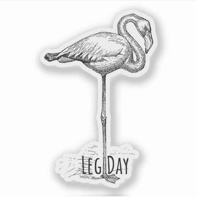 Adesivo Leg Day Elegant Flamingo Fun Fitness (Frente)