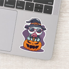 Adesivo Legal Cartoon Panda Sentado No Pumpkin Sticker
