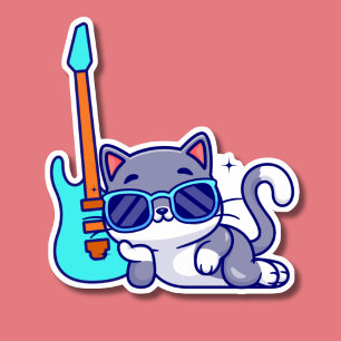 Adesivo Legal gato com guitarra elétrica à prova d'água