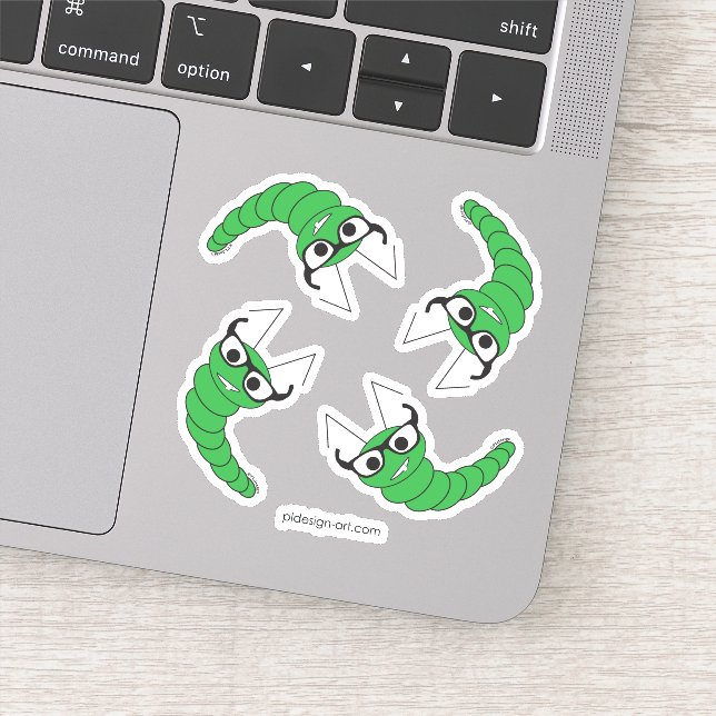 Adesivo Legal lagarta engraçada com óculos (Detalhe)