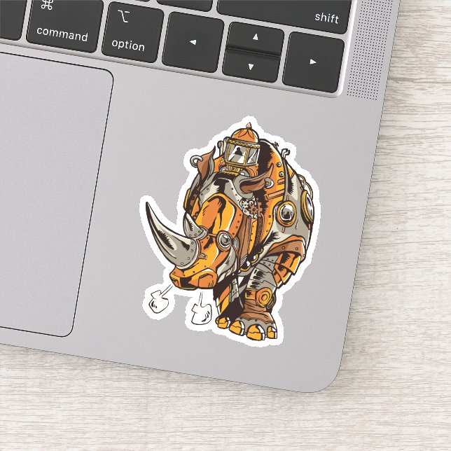 Adesivo Legal Vintagem de Armadura Metálica RHINO Steampun (Detalhe)