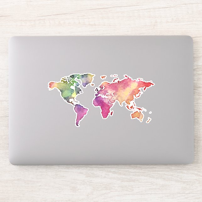 Adesivo Legal Watercolor World Map Vinyl Sticker (Computador)