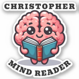 Adesivo Leitor de Mente Engraçado Pun com Nome