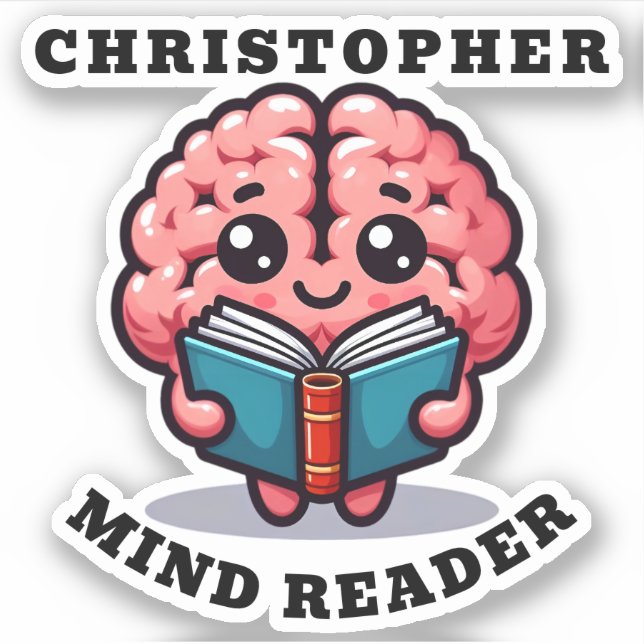 Adesivo Leitor de Mente Engraçado Pun com Nome (Frente)