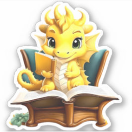 Adesivo Leitura de dragão amarelo