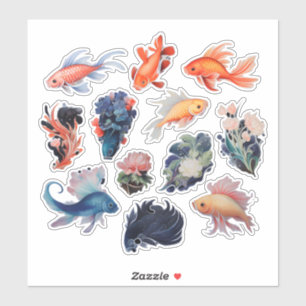 Adesivo Leitura De Pasta De Peixe De Aquarelas