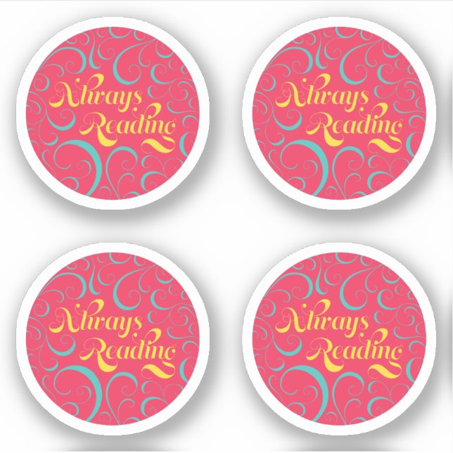 Adesivo Leitura sempre | Azul-cor-de-rosa-claro Amarelo e  (Frente)