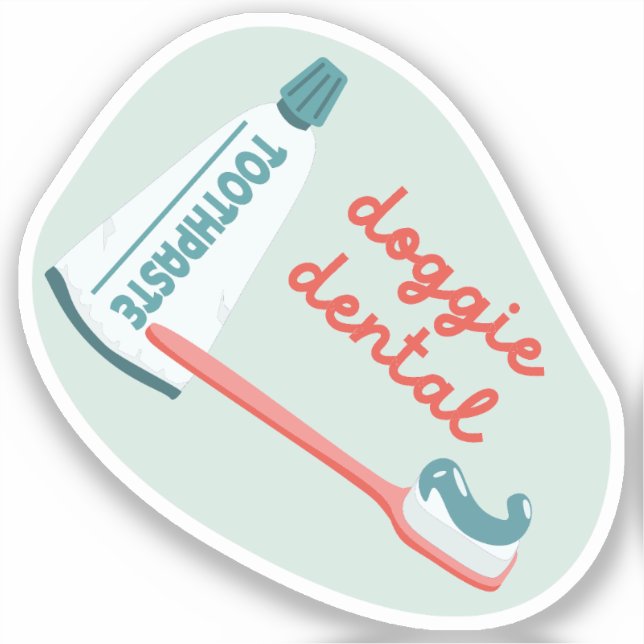Adesivo Lembrete de "Doggie Dental" para cães laranja e aq (Frente)