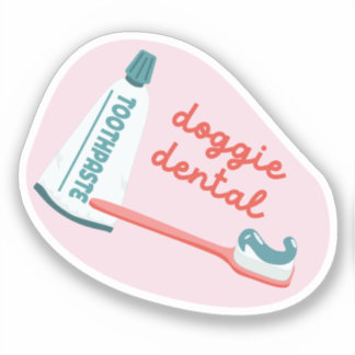 Adesivo Lembrete de "Doggie Dental" para cães rosa e aqua